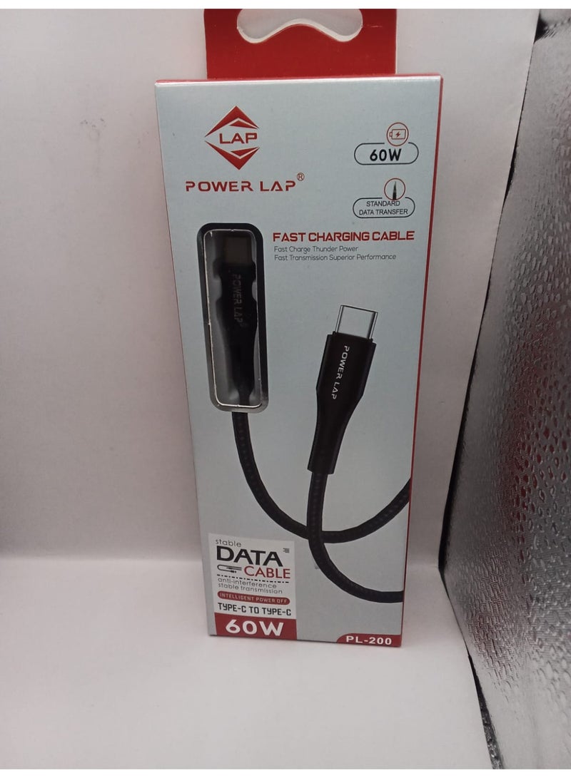 POWER LAP FAST CHARGING CABLE 1M TYPE-C TO TYPE C PL-200 - Image 2